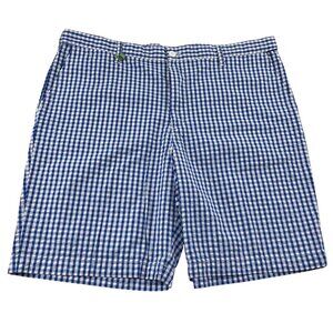 Lands End Mens Blue Gingham‎ Check Shorts Size 40 Traditional Fit Cotton Blend